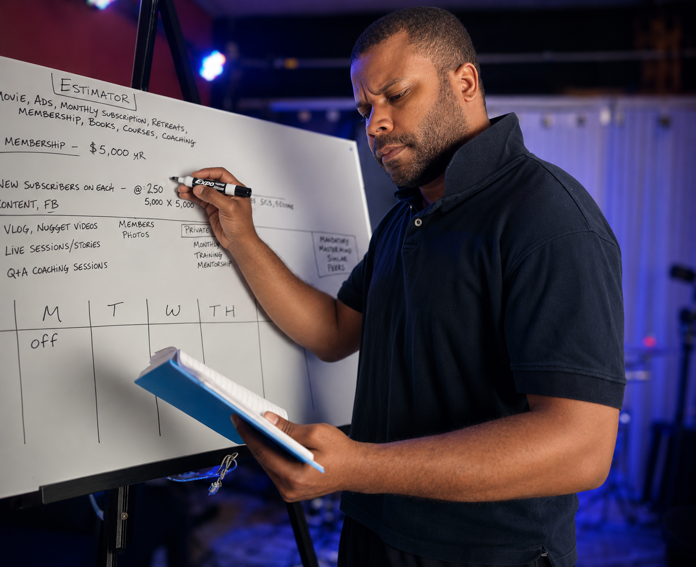 Jordan facilitating the Creation Slate process at a whiteboard