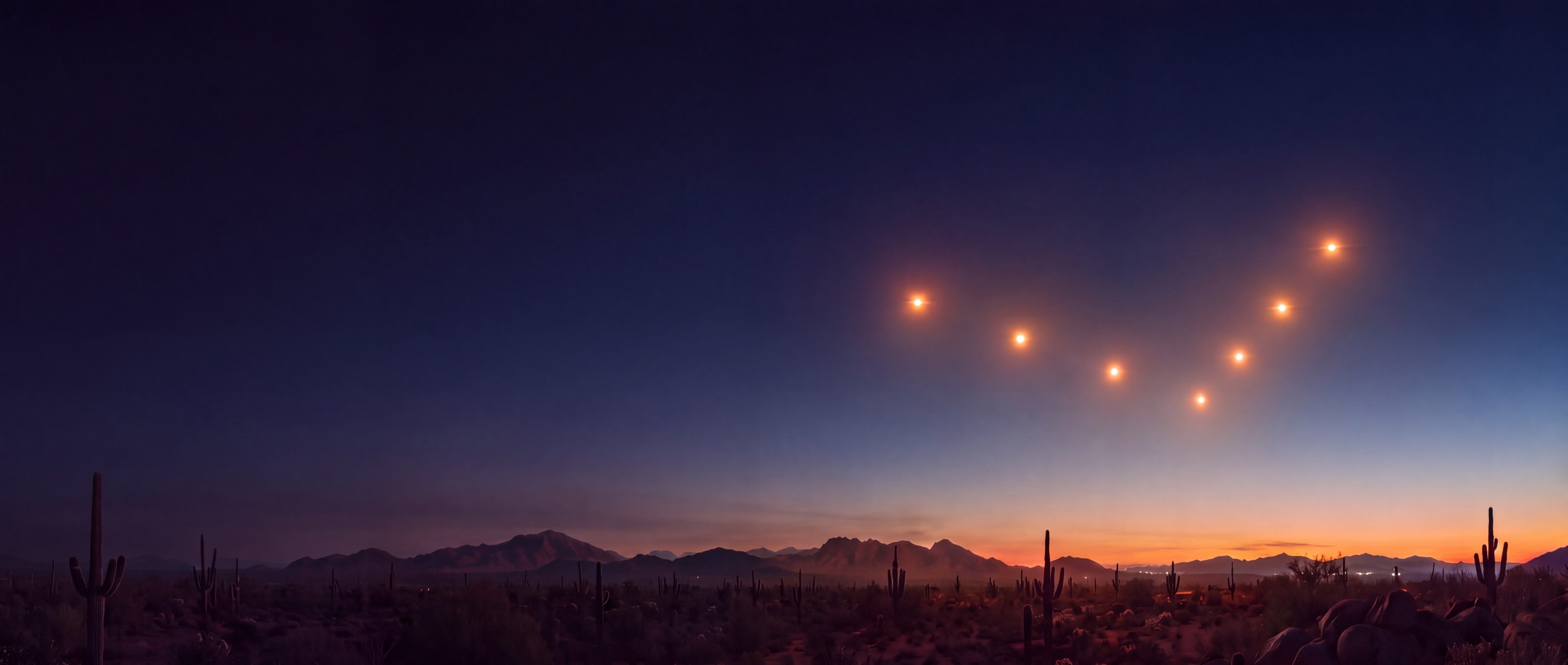 Artist’s interpretation of the 1997 Phoenix Lights over the Arizona desert