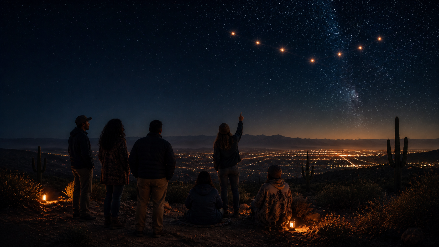 Artist’s impression of people watching the Arizona night sky