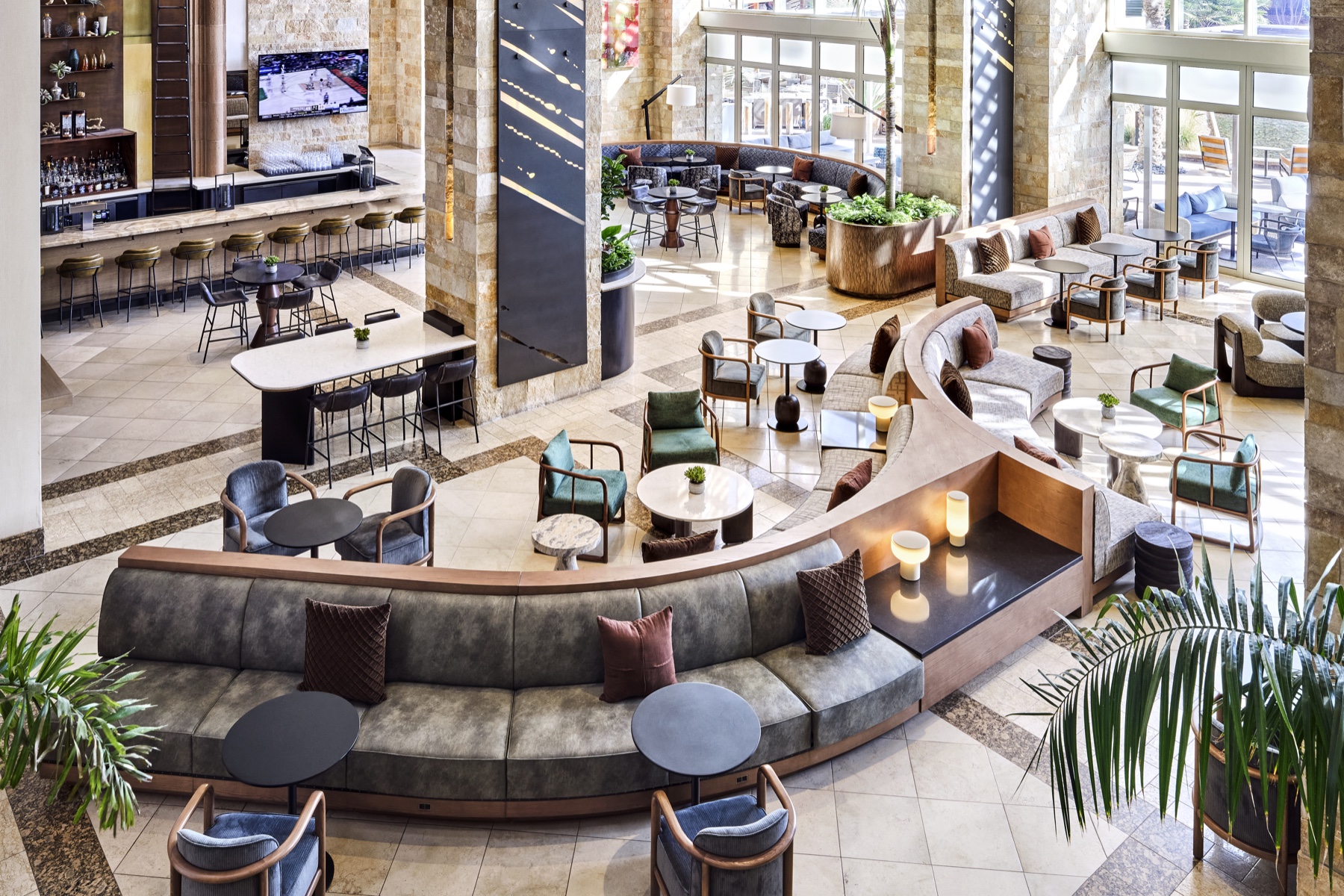 Indoor lounge and seating at the Marriott resort