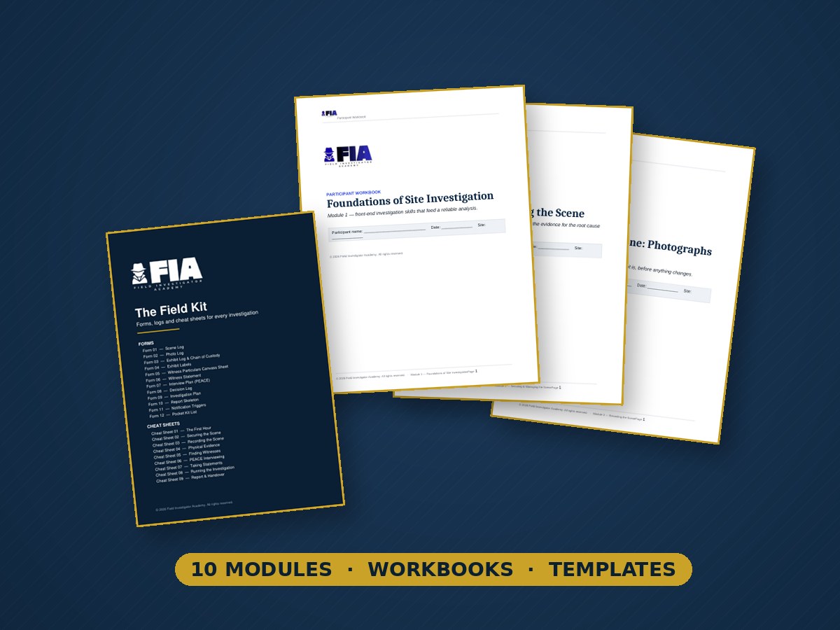 Field Investigator Academy: 10 module workbooks and the Field Kit