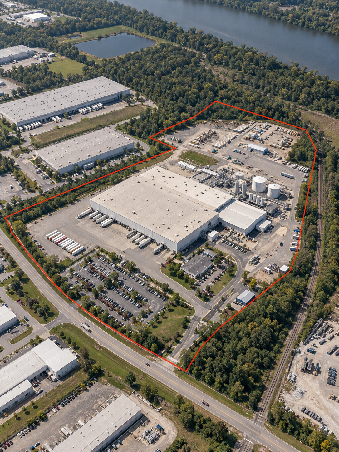 Large industrial or multi-parcel property evaluated for environmental due diligence