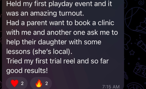 Client message: a client booked six sessions during our call, no questions asked