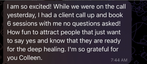 Client message: I feel a giant weight has been lifted from my shoulders