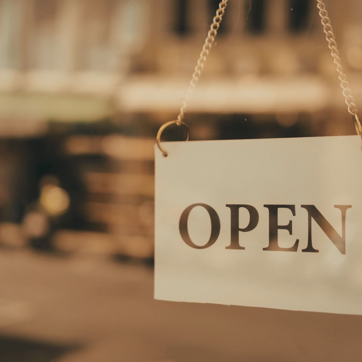 Open sign on shop window