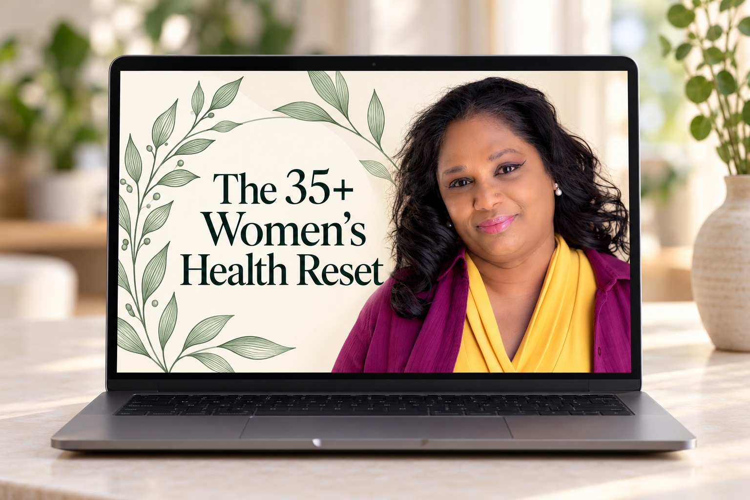 The 35+ Women’s Health Reset course displayed on a laptop