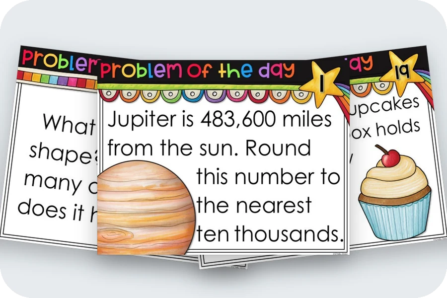 Three real Math Problem of the Day slides