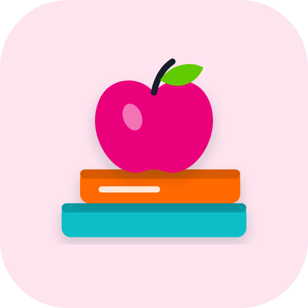 A red apple on a stack of books