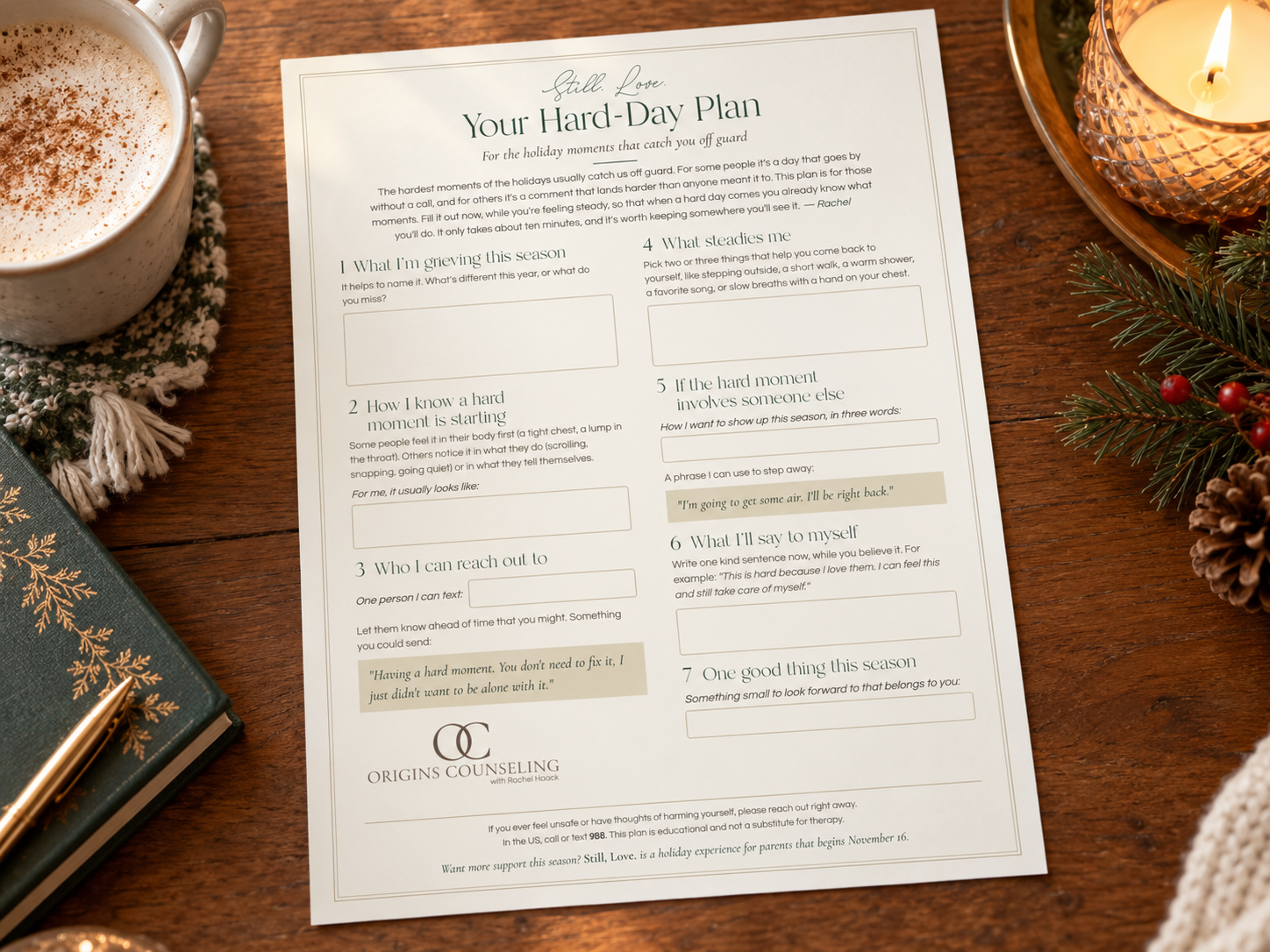 Preview of the Holiday Hard-Day Plan worksheet