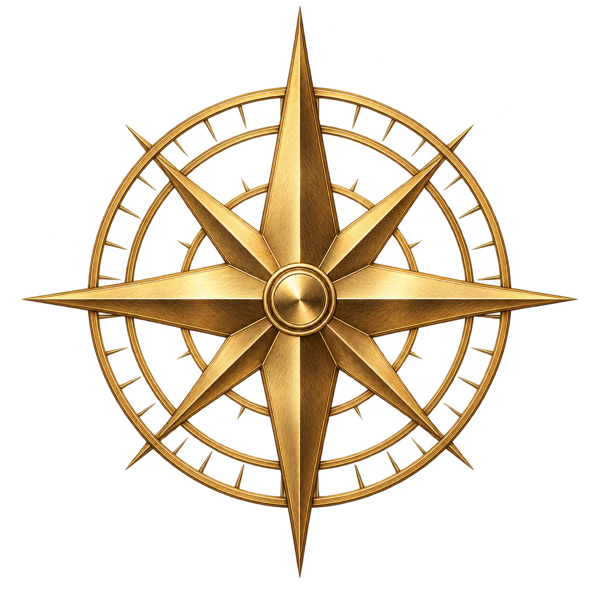 Gold compass rose