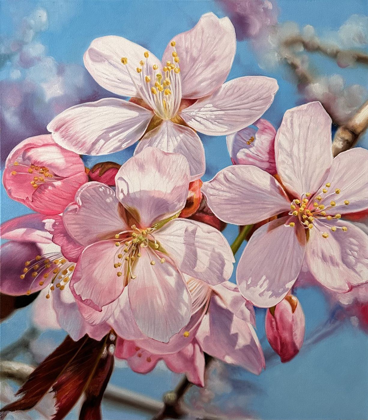 Cherry blossom oil painting by Ana Osmolovska