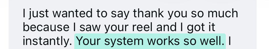 Instagram message from a Yap Edits customer