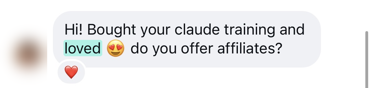 Instagram message from a Yap Edits customer