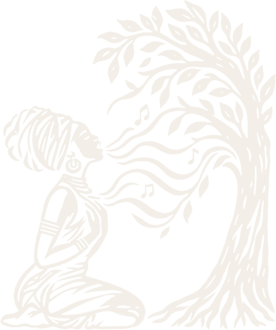 Woman singing with a tree