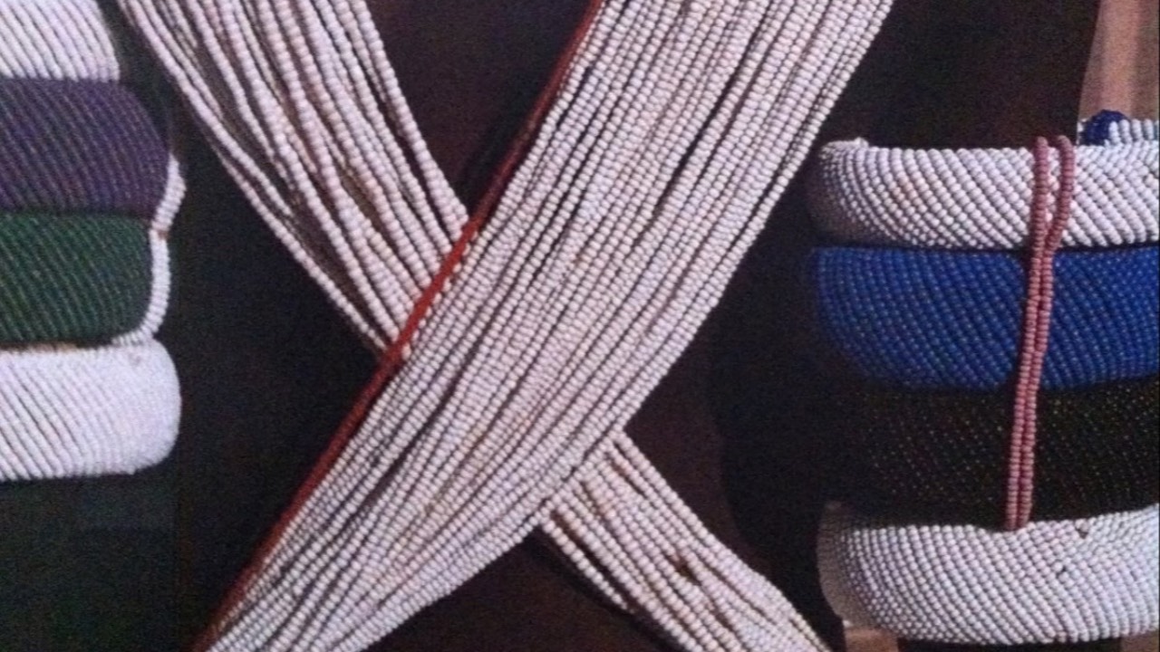 Strands of white beads