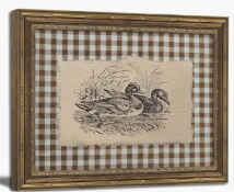 Vintage duck print in a gingham-matted frame