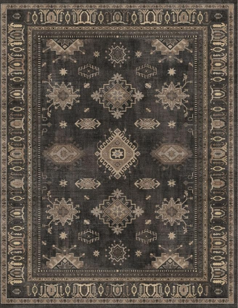 Neutral vintage-style 8x10 area rug in a living room