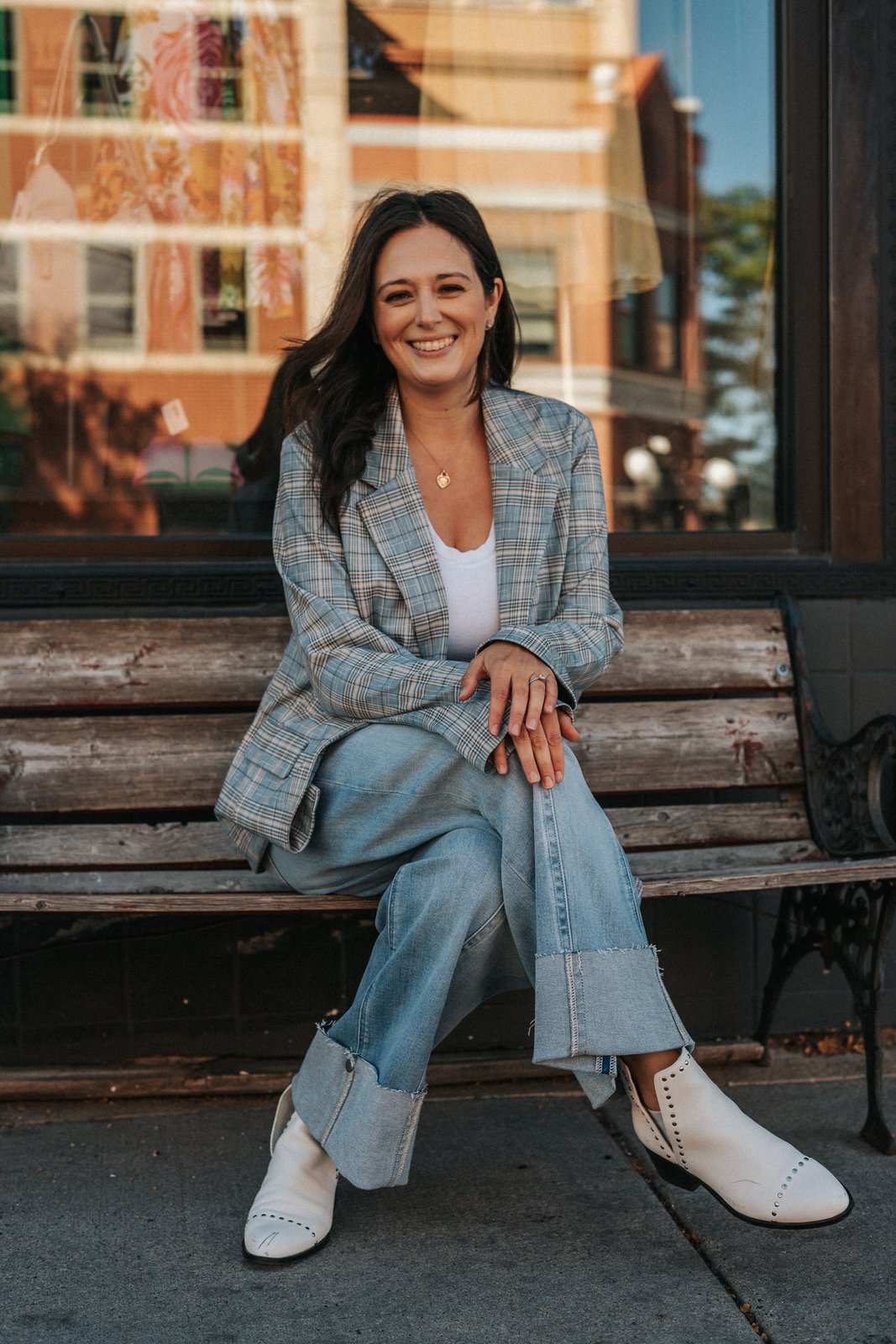 Michele Larson relaxing downtown