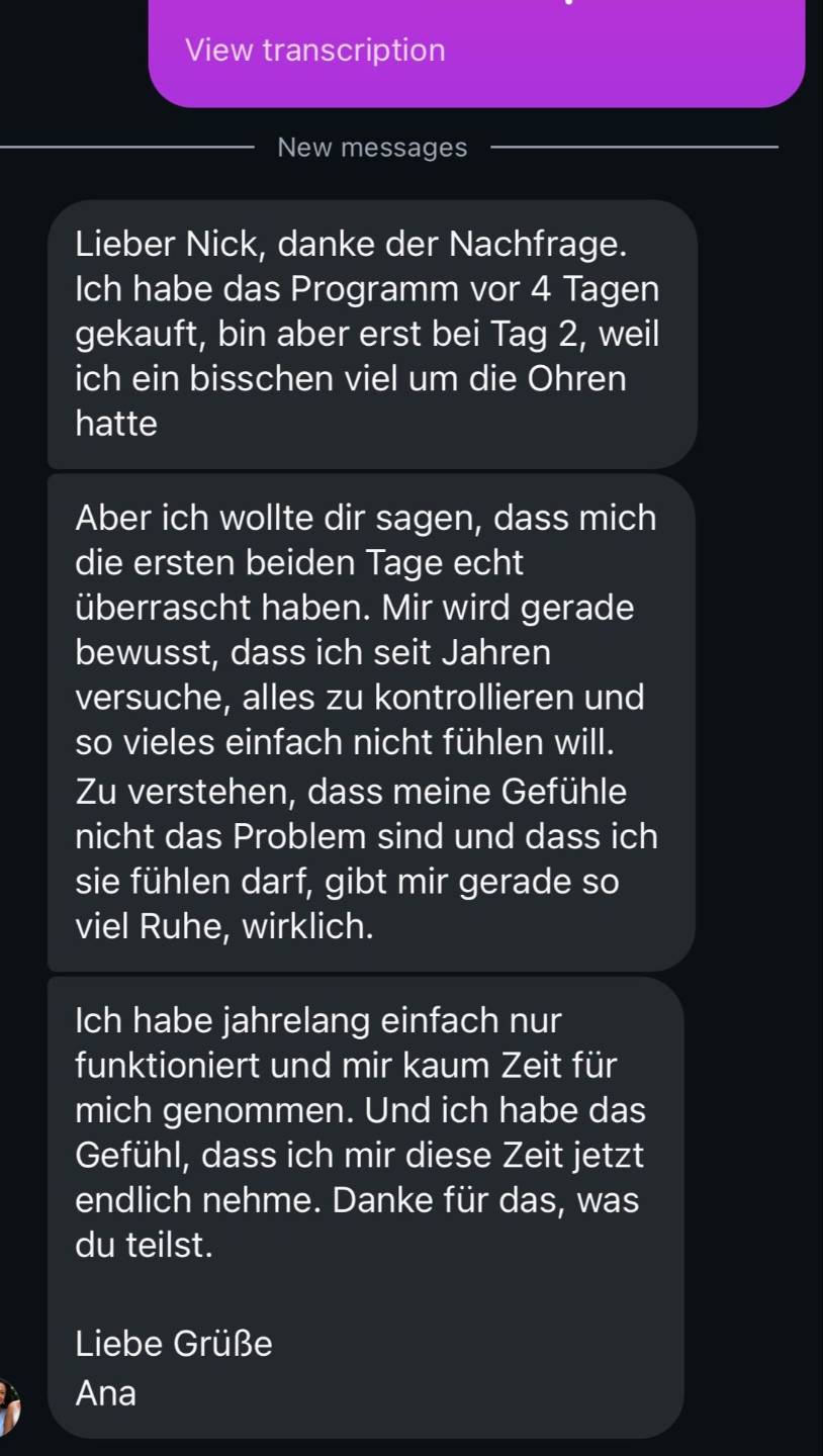 Rückmeldung einer Teilnehmerin von LOSLASSEN