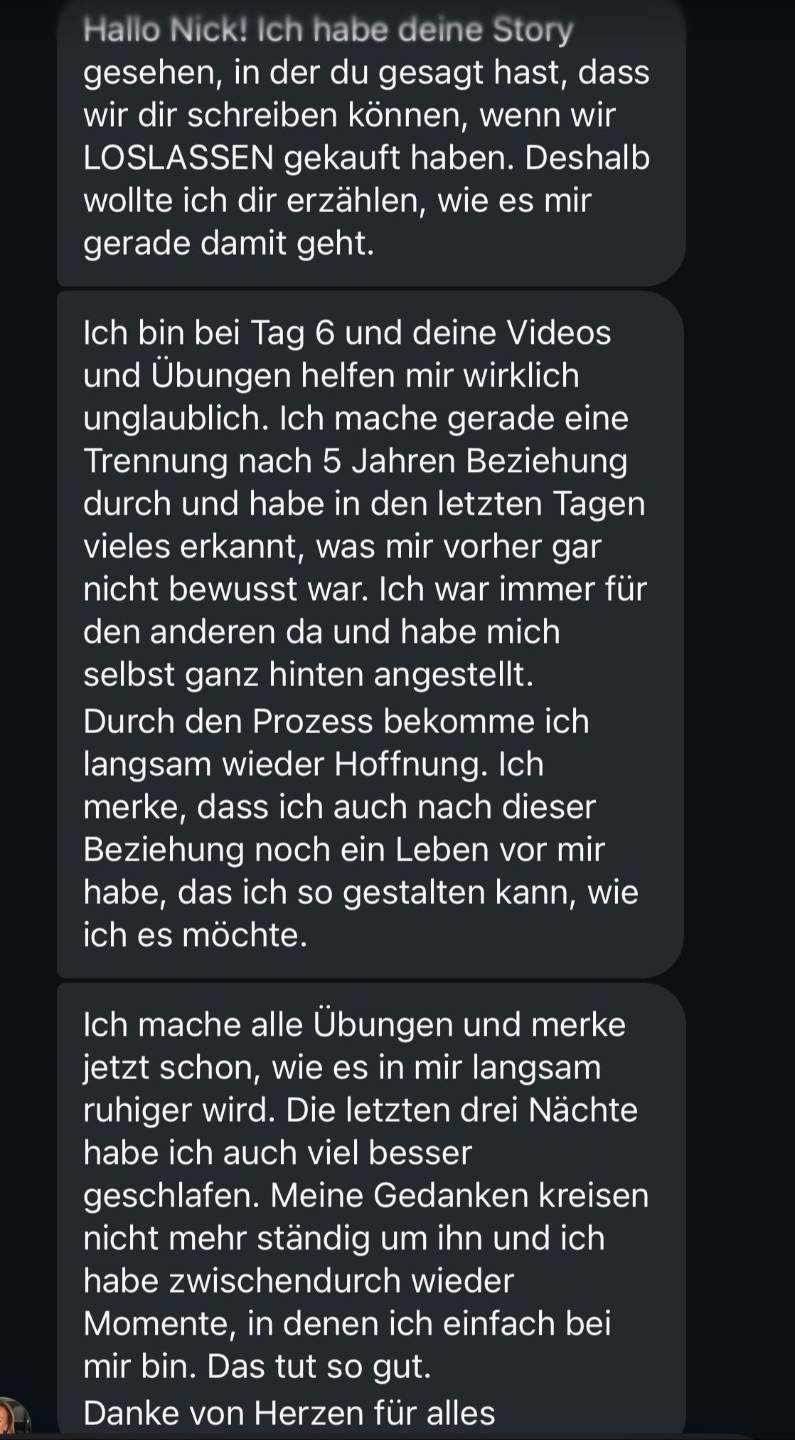 Rückmeldung einer Teilnehmerin von LOSLASSEN