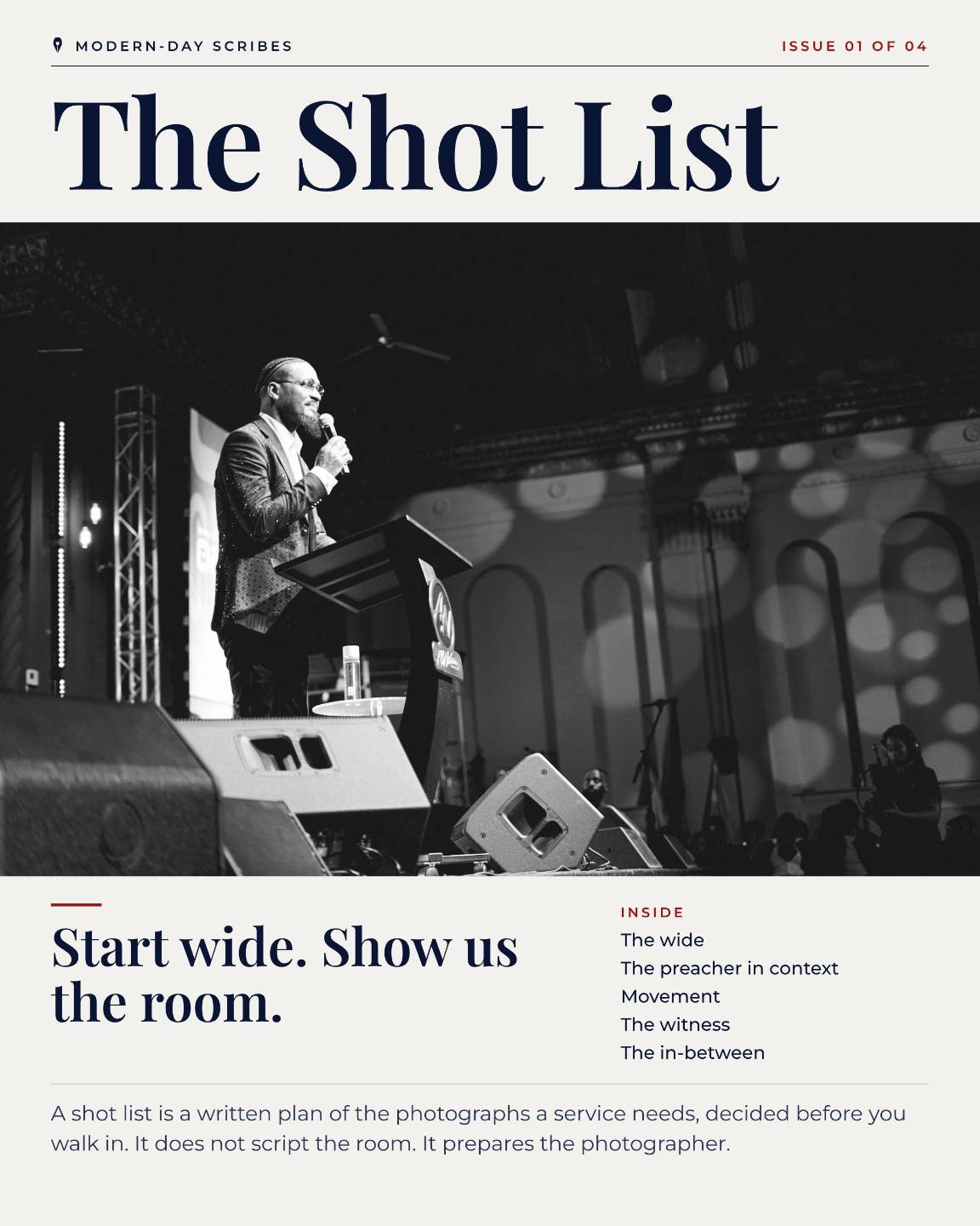 Cover of The Shot List, a digital magazine for church photographers