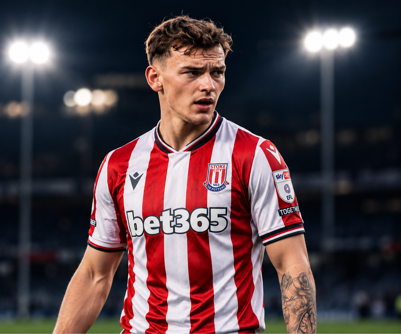 Stoke City Dan Malone Under Floodlights