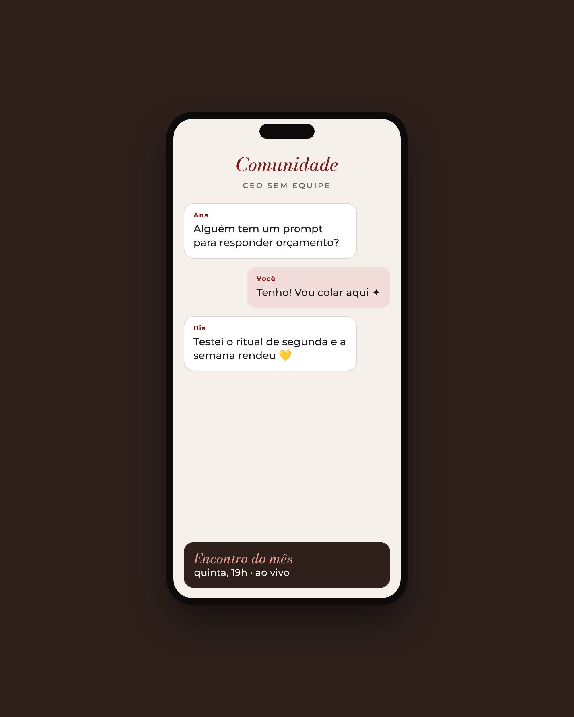 Comunidade CEO sem Equipe no celular
