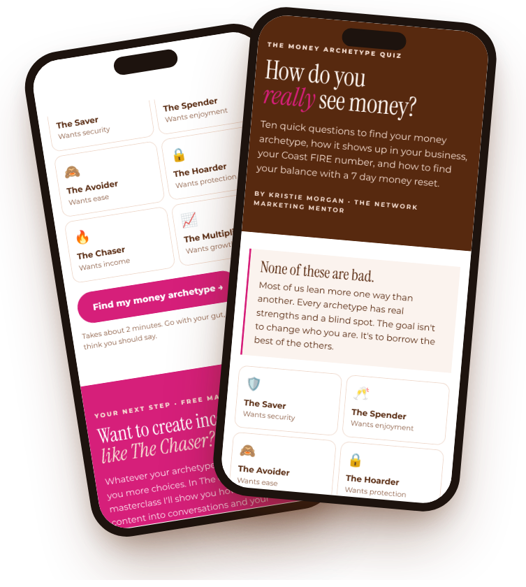 The Money Archetype quiz on a phone