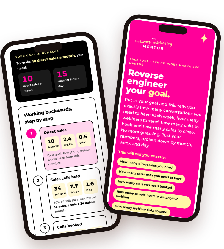 The Reverse Engineer Your Goal calculator on a phone