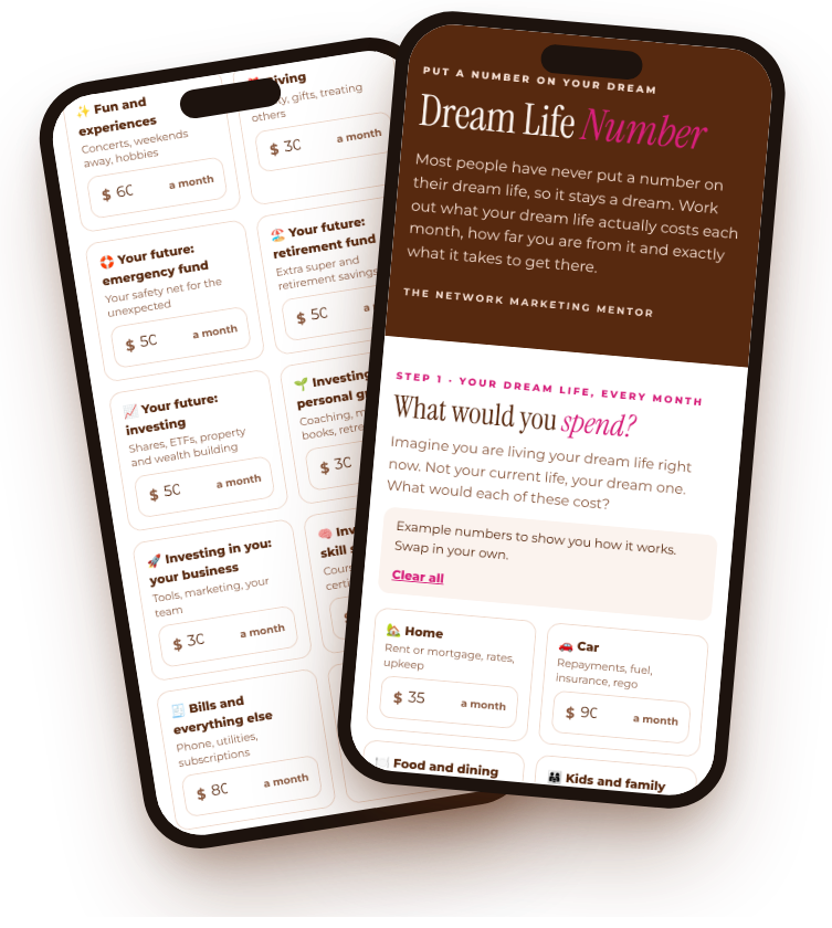The Dream Life Number calculator on a phone