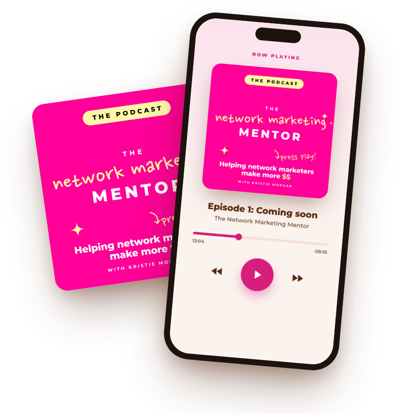 The Network Marketing Mentor podcast playing on a phone