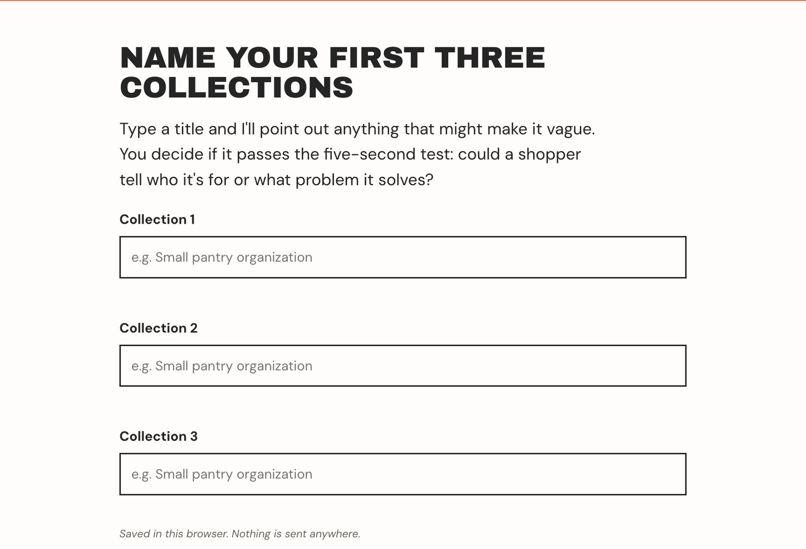 Naming collections in the Build Your Storefront lesson