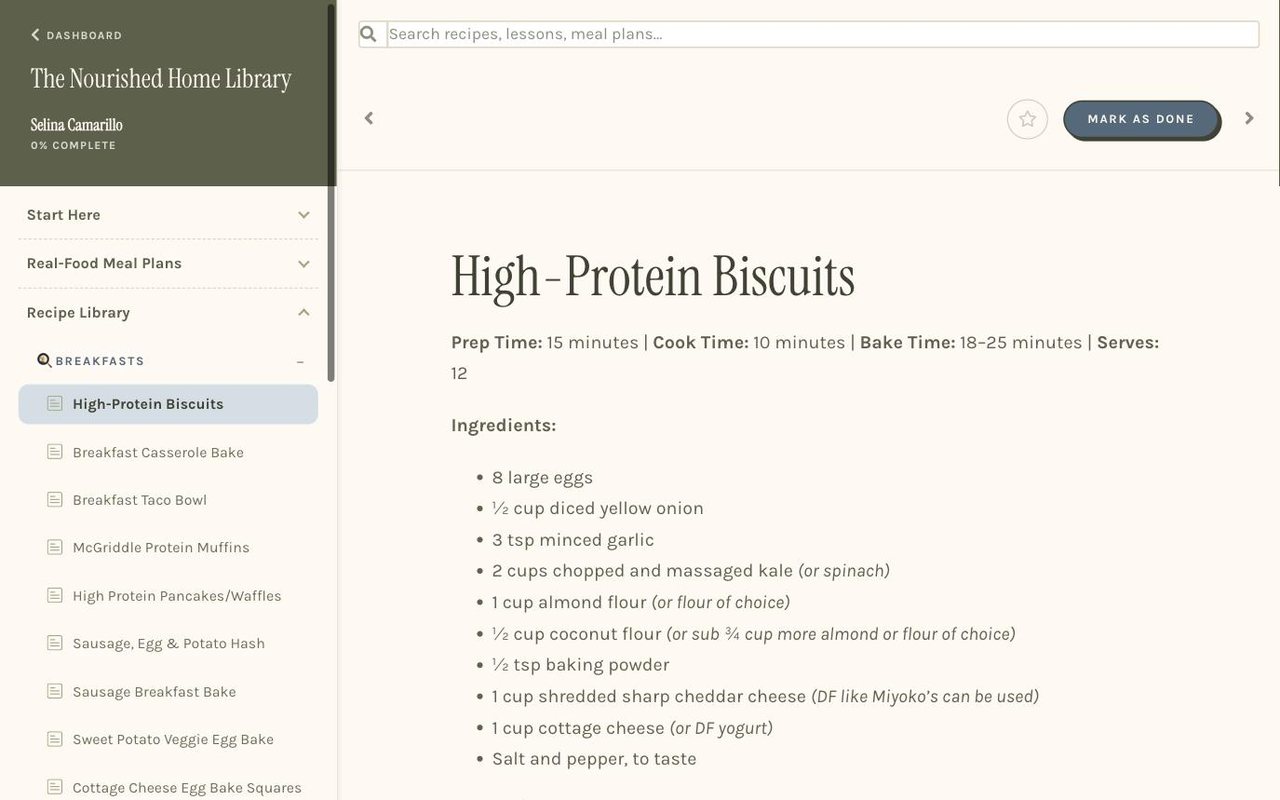 A recipe in the library: High-Protein Biscuits