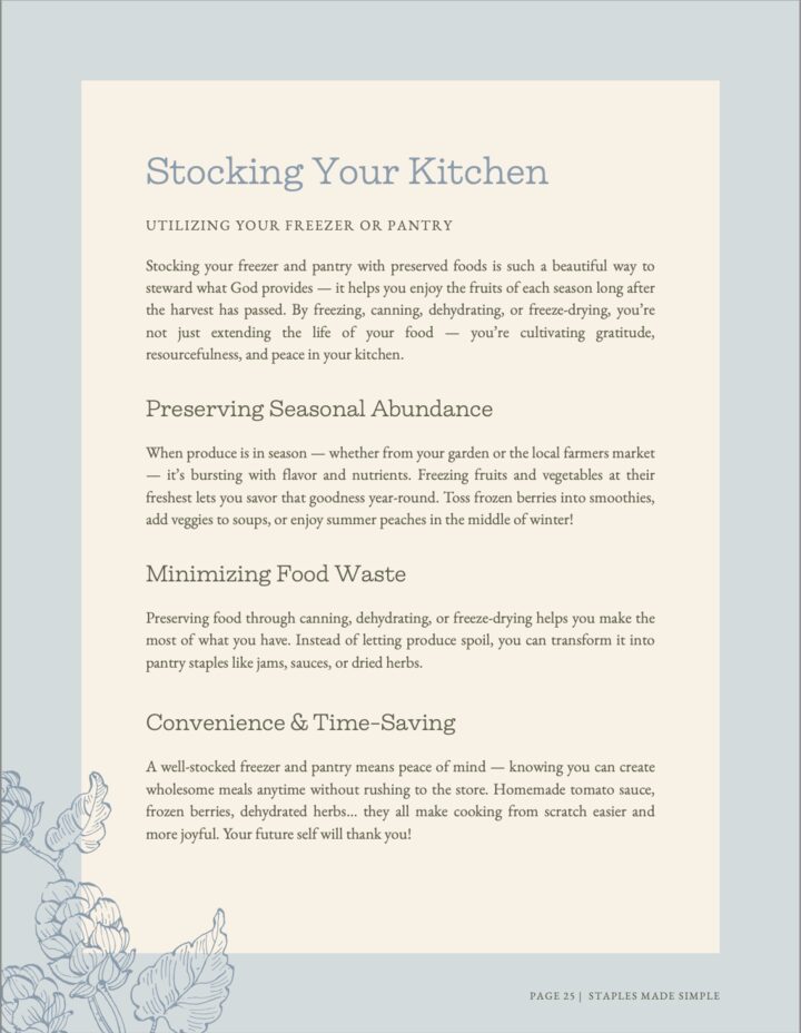 Stocking Your Kitchen page