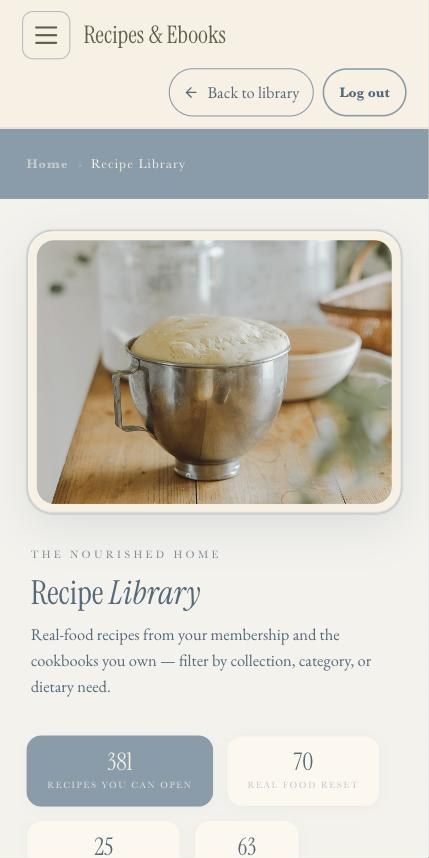 Recipes in the app