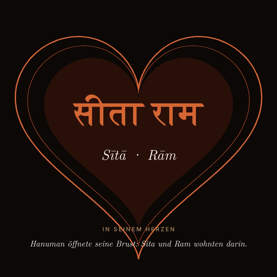 Herz mit Sita Ram – Hanuman trägt Sita und Ram in seinem Herzen