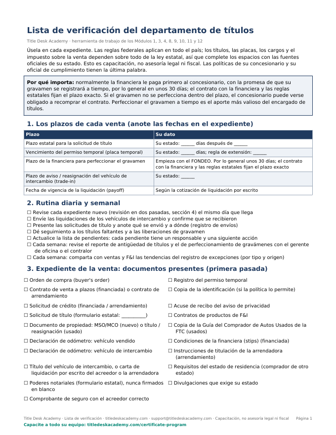 Vista previa de la lista de verificación