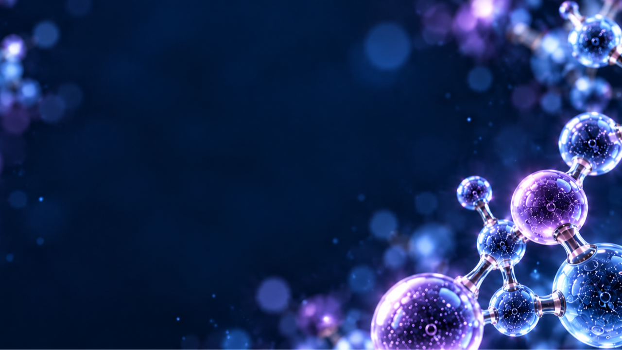 Ilustración molecular decorativa · Decorative molecular illustration