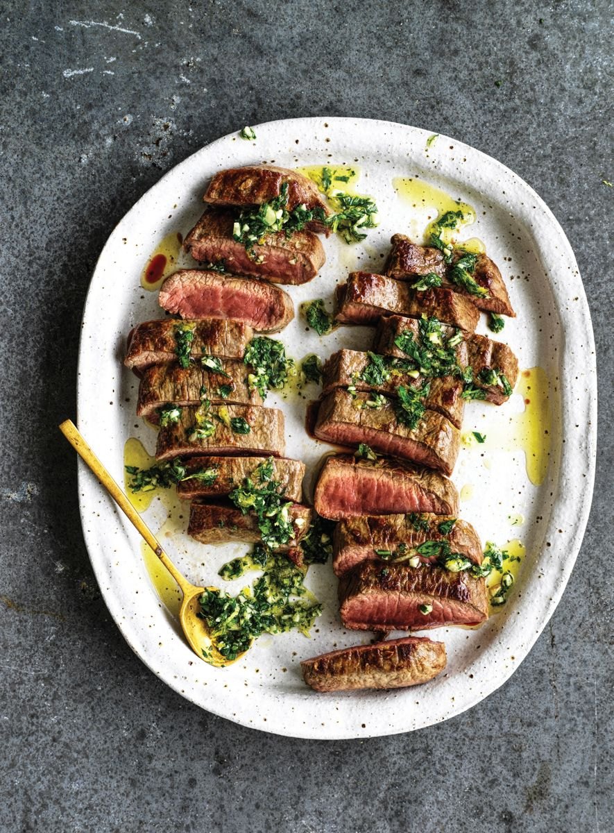 Lamb backstrap with gremolata sauce