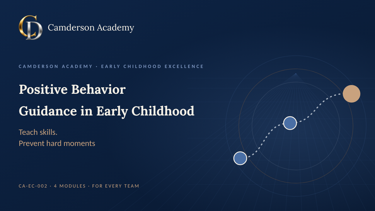 Positive Behavior Guidance in Early Childhood course cover, Camderson Academy