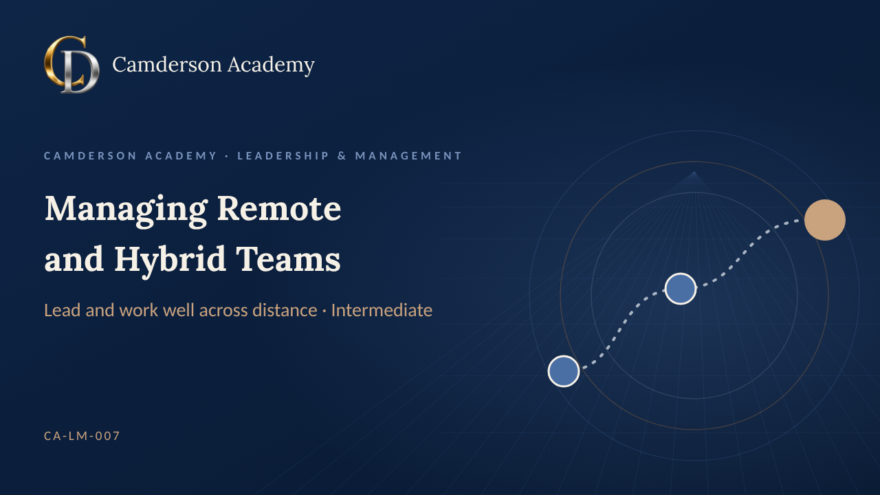Managing Remote and Hybrid Teams course cover