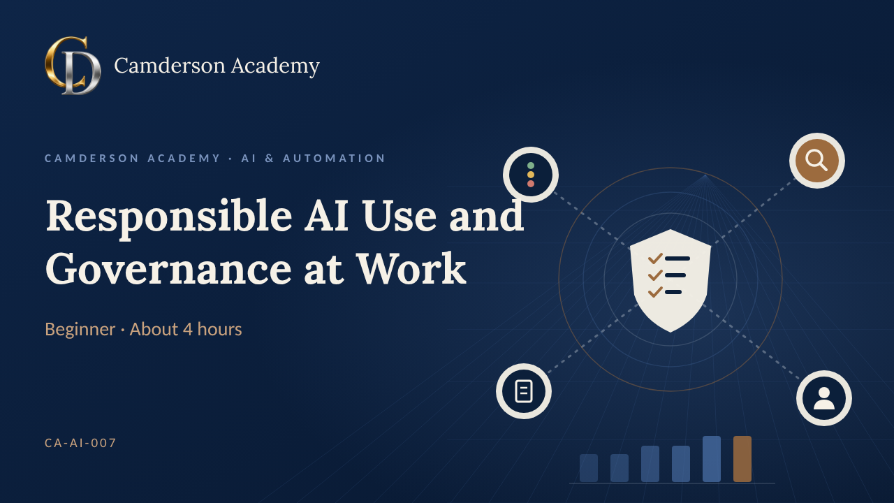 Responsible AI Use and Governance at Work course cover