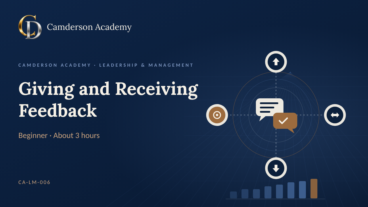 Giving and Receiving Feedback course cover, Camderson Academy