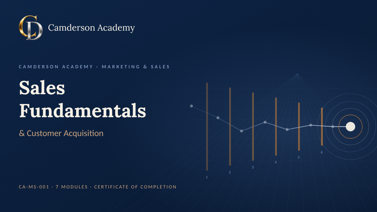 Sales Fundamentals & Customer Acquisition course cover, Camderson Academy
