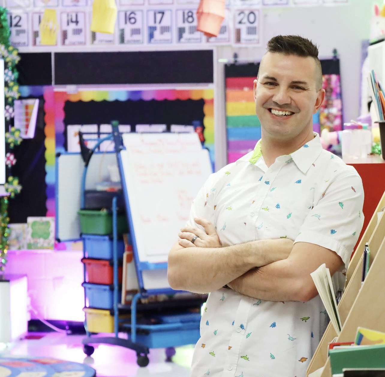 Mr. Greg in his kindergarten classroom