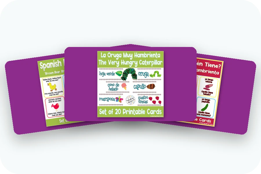 Three Culture & Reading covers: Brown Bear flashcards and two The Very Hungry Caterpillar resources