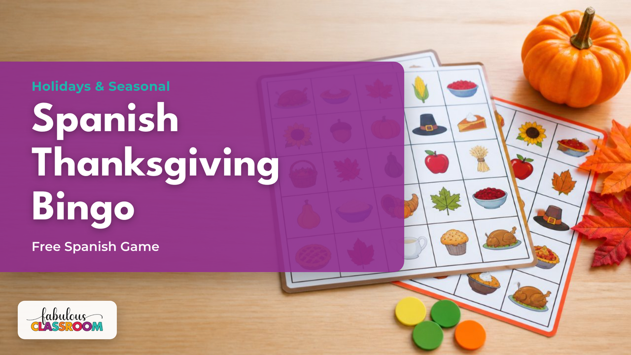 Thanksgiving in Spanish class: free Spanish Thanksgiving bingo boards