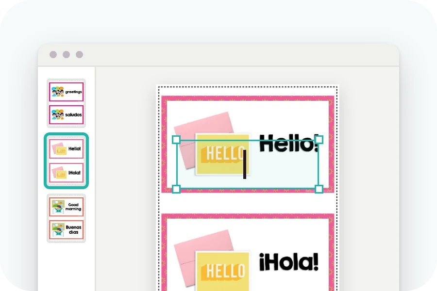 Lesson slides open in a slide editor