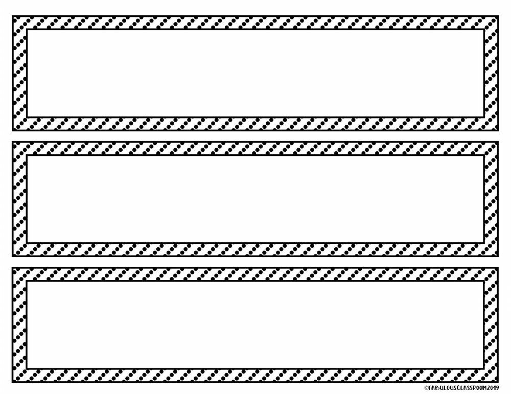 A page of three blank labels with the black and white dotted border
