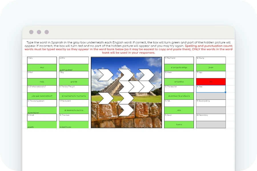 A Google Sheets mystery picture open in a browser window